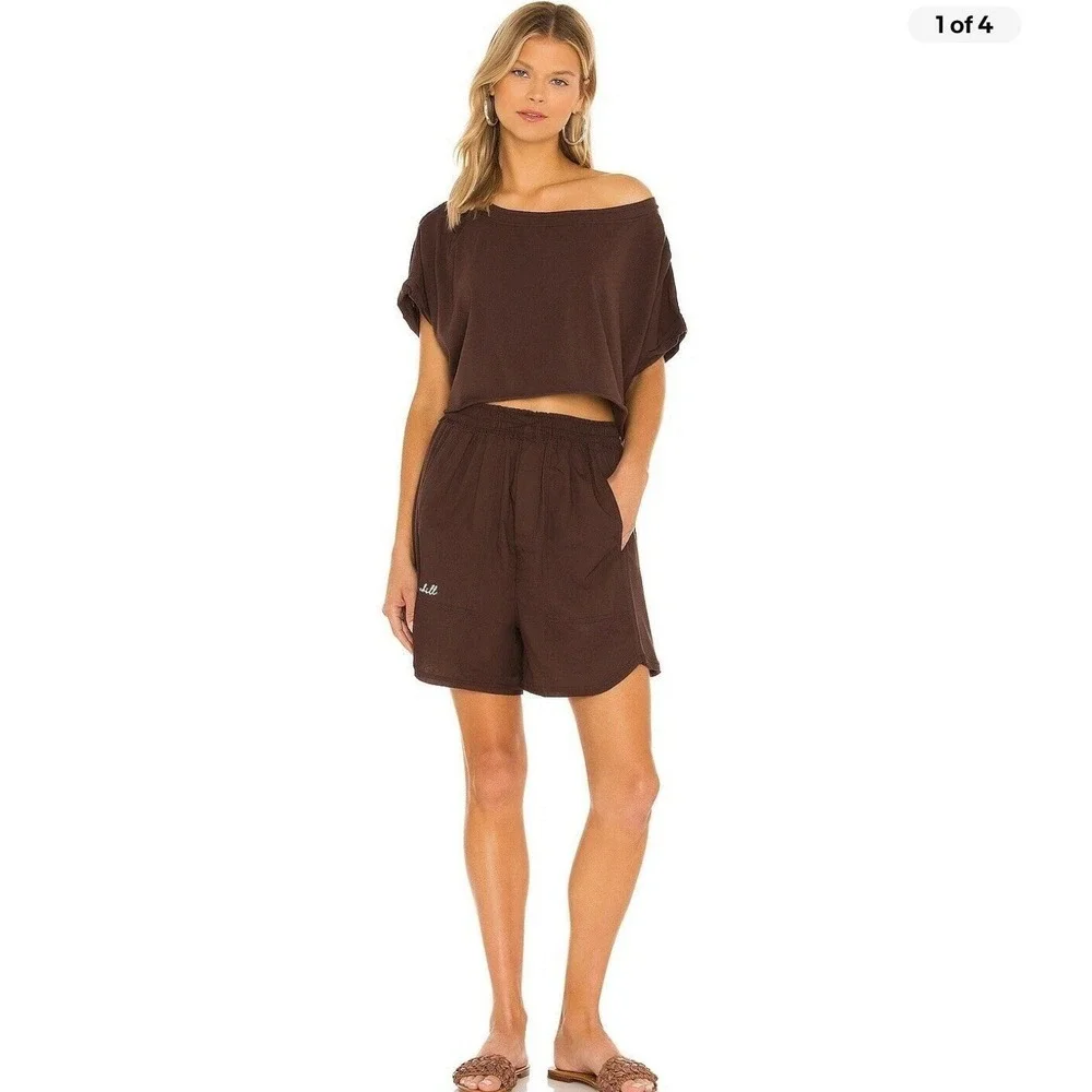 Intimately Free People More Chill Shorts Brown Elastic Waist Lounge Womens S